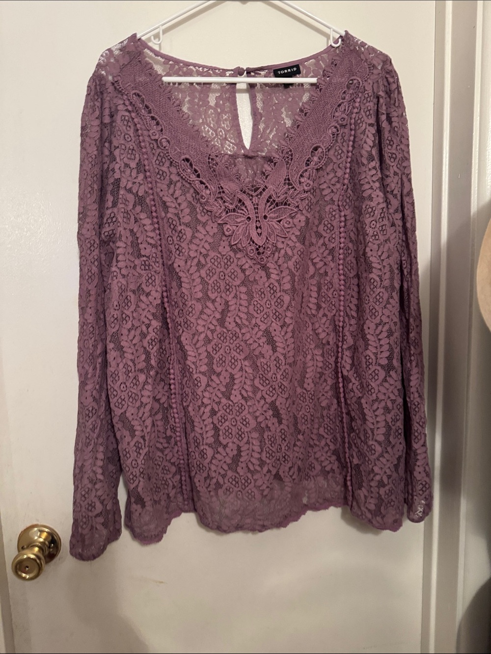 Torrid mauve lace long-sleeve blouse